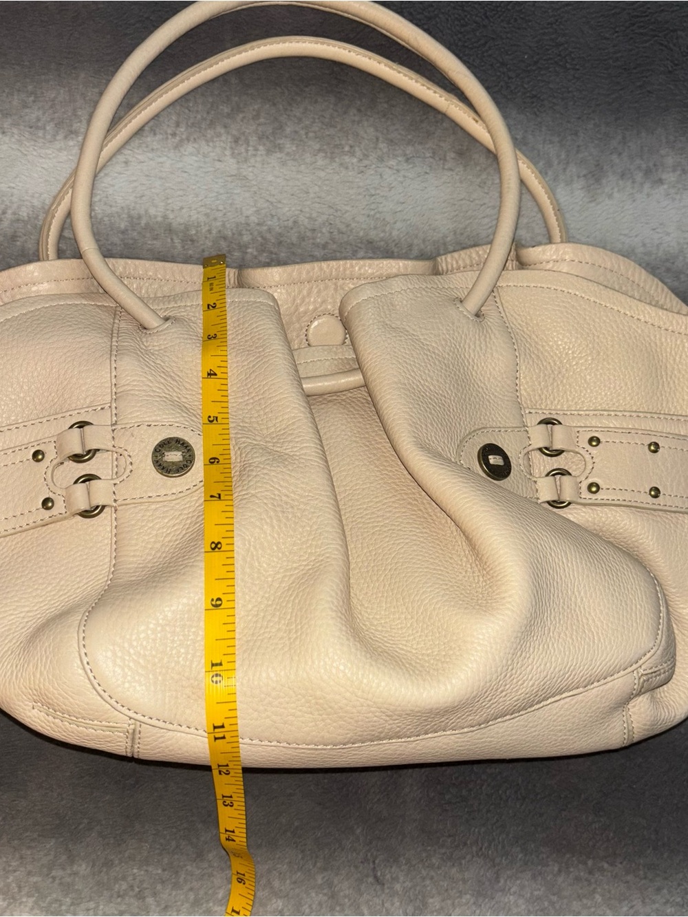 Cole Haan Village Pebbled Leather Slouch Tote Shoulder Bag Ivory Cream - Picture 8 of 11